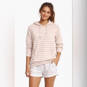 Women's Ron Jon Fuzzy Super Soft Nautical Hoodie Pink & White Stripe